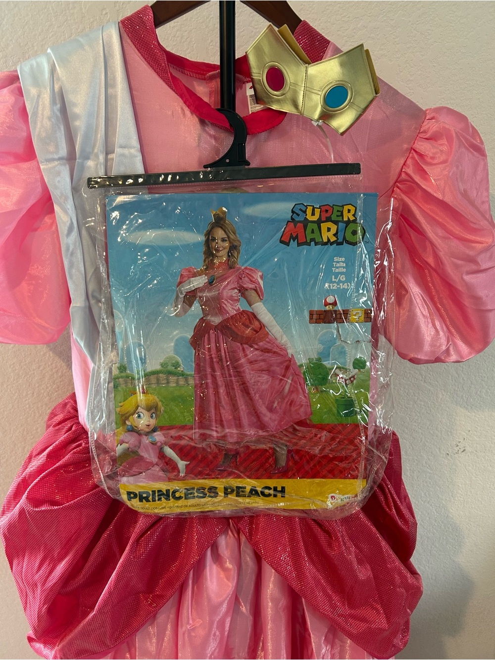 Nintendo Princess Peach Costume in Pink with Gold Crown